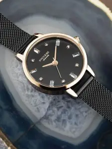 Sonata Poze Quartz Analog Dial Mesh Strap Watch for Women - SP80056KM01W