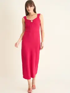 aayu Women Solid Sleeveless Bodycon Knee Length Dress