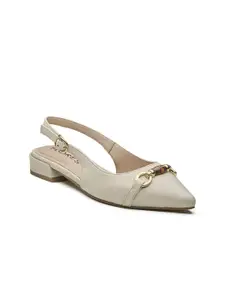 Peach Flores Women Embellished Leather Block Pumps