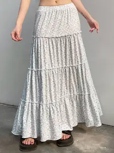 Outzidr Printed Maxi Tiered Skirt