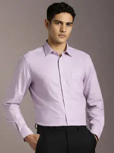 Louis Philippe Textured Roll-Up Sleeves Formal Shirt
