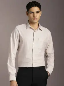 Louis Philippe Textured Roll-Up Sleeves Formal Shirt