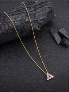 DressBerry Gold Plated Artificial Stones Studded Chain And Pendant