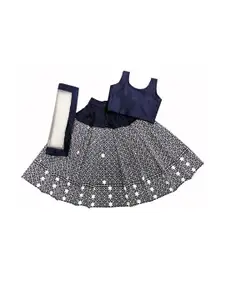 Shoryam Fashion Girls Blue Raw Silk Lehenga Choli