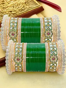 BeautyTrends Set Of 60 Gold-Plated Kundan-Studded Bangles