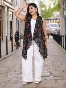 CURVE BY KASSUALLY Floral Printed Sleeveless Shrug