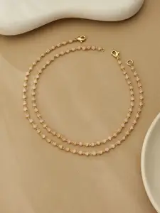 ATIBELLE Set Of 2 Gold-Plated Crystal Studded Anklet