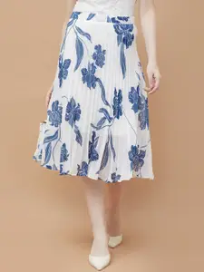 CODE by Lifestyle Floral Printed A-Line Pleated Flared Knee-Length Skirt