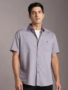 Louis Philippe Jeans Textured Spread Collar Pure Cotton Casual Shirt