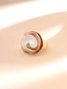 Yellow Chimes Gold-Plated Rose Shaped Adjustable Finger Ring