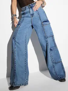 Miss Chase Women Wide Leg High-Rise Heavy Fade Jeans