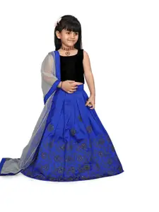 Shoryam Fashion Girls Blue Raw Silk Lehenga Choli