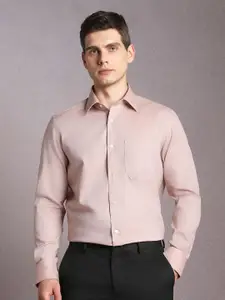 Louis Philippe Textured Roll-Up Sleeves Pure Cotton Formal Shirt