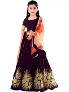 Shoryam Fashion Girls Purple Raw Silk Lehenga Choli