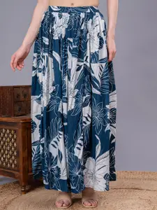 SUNEKH Self-Design Cotton Flared Maxi Skirt