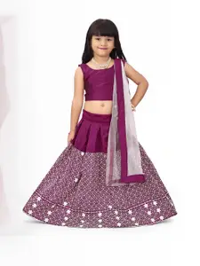 Shoryam Fashion Girls Purple Raw Silk Lehenga Choli