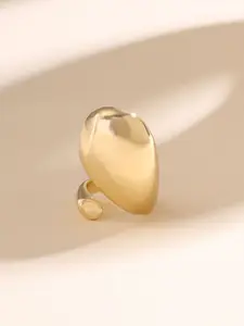 Yellow Chimes Gold-Plated Intricate Textured Details-Studded Adjustable Finger Ring