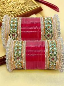 BeautyTrends Set Of 60 Gold-Plated Kundan-Studded Bangles