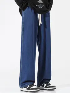 StyleCast x Revolte Men Wide Leg Mid-Rise Dark Jeans