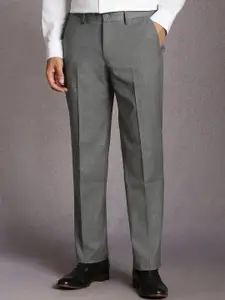 Louis Philippe Men Textured Regular Fit Mid-Rise Flat Front Formal Trouser