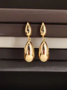 ABDESIGNS Elegant Gold Plated Teardrop Shaped Drop Earrings