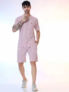 STARFOX Striped Shirt Collar Shirt With Shorts Co-Ords