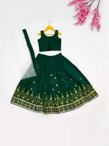 Shoryam Fashion Girls Green Raw Silk Lehenga Choli