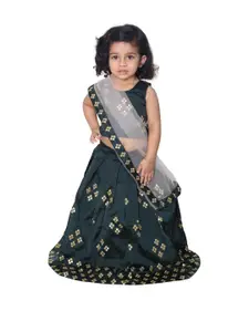 Shoryam Fashion Girls Green Raw Silk Lehenga Choli