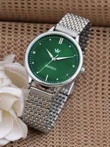 CRESTELLO Women Dial & Stainless Steel Bracelet Style Straps Analogue Watch CR-L154-GRN-CH