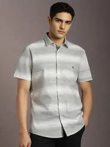 Louis Philippe Sport Horizontal Stripes Slim Fit Pure Cotton Casual Shirt