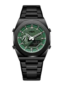 V2A Men Dial & Bracelet Style Straps Analogue Watch V2A-JF-1966-Blk-Grn-0