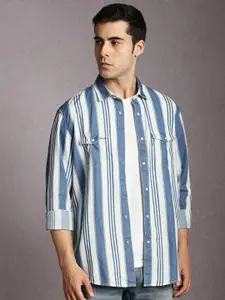 Louis Philippe Jeans Striped Pure Cotton Casual Shirt