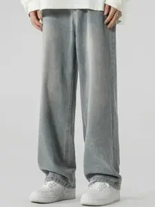 StyleCast x Revolte Men Wide Leg Mid-Rise Medium Fade Jeans