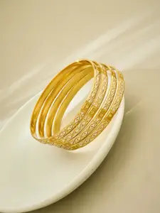 ATIBELLE Set Of 4 Gold Plated Textured Classic Bangles