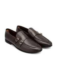 ROSSO BRUNELLO Men Leather Formal Monk Shoes