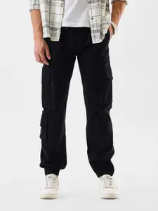 Snitch Men Black Mid-Rise Regular Fit Cargo Pants