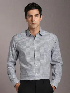 Louis Philippe Micro Checked Pure Cotton Formal Shirt