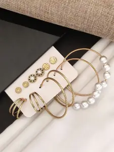 ABDESIGNS Set Of 6 Gold-Plated Contemporary Studs Earrings