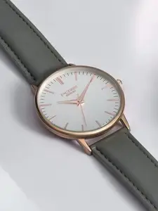 Sonata Poze Quartz Analog White Round Dial Leather Strap Watch For Men - SP70029WL01W