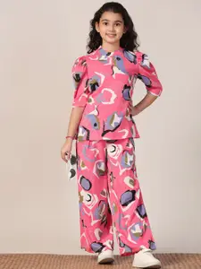 FASHION DREAM Girls Printed Top with Trousers