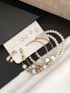 ABDESIGNS Set Of 6 Gold-Plated Contemporary Studs Earrings