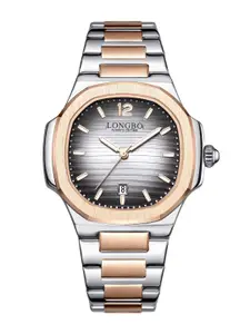 LONGBO Men Dial & Stainless Steel Bracelet Style Straps Watch Long-80511-Slvr-Gld-Wht