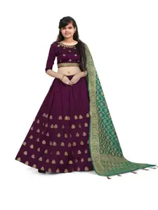 Shoryam Fashion Girls Purple Raw Silk Lehenga Choli
