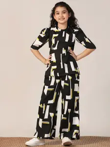 FASHION DREAM Girls Printed Short Sleeves Top With Palazzo