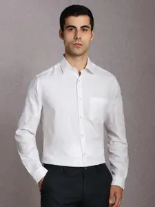Louis Philippe Textured Roll-Up Sleeves Formal Shirt