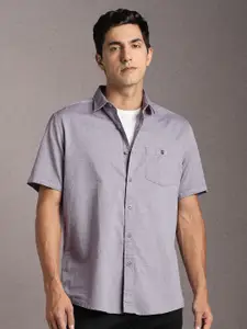 Louis Philippe Jeans Textured Spread Collar Pure Cotton Casual Shirt