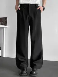 StyleCast x Revolte Men Straight Fit Mid-Rise Easy Wash Pleated Parallel Trousers