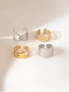 Niska Set Of 4 Gold-Plated Adjustable FingerRing