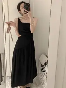 StyleCast Square Neck A-Line Midi Dress