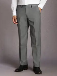Louis Philippe Men Textured Regular Fit Mid-Rise Flat Front Formal Trouser